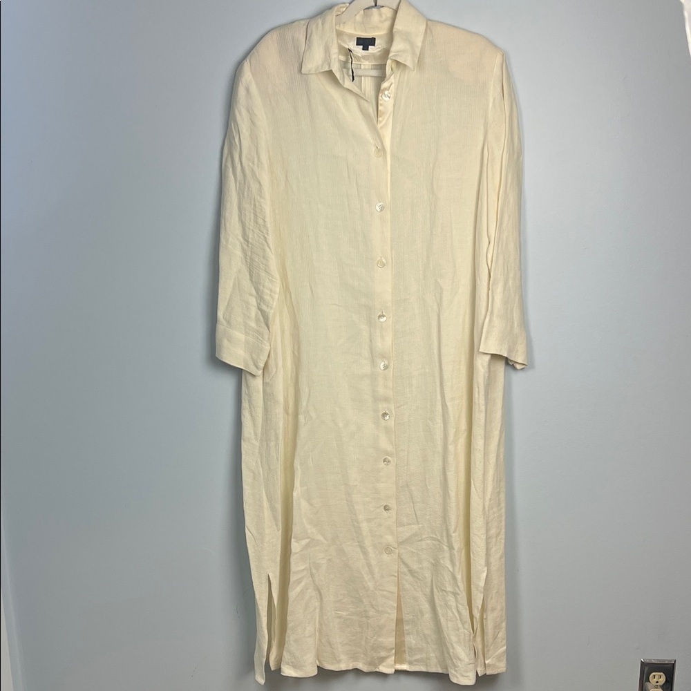 Wall 100% linen made in England long collared button up maxi dress